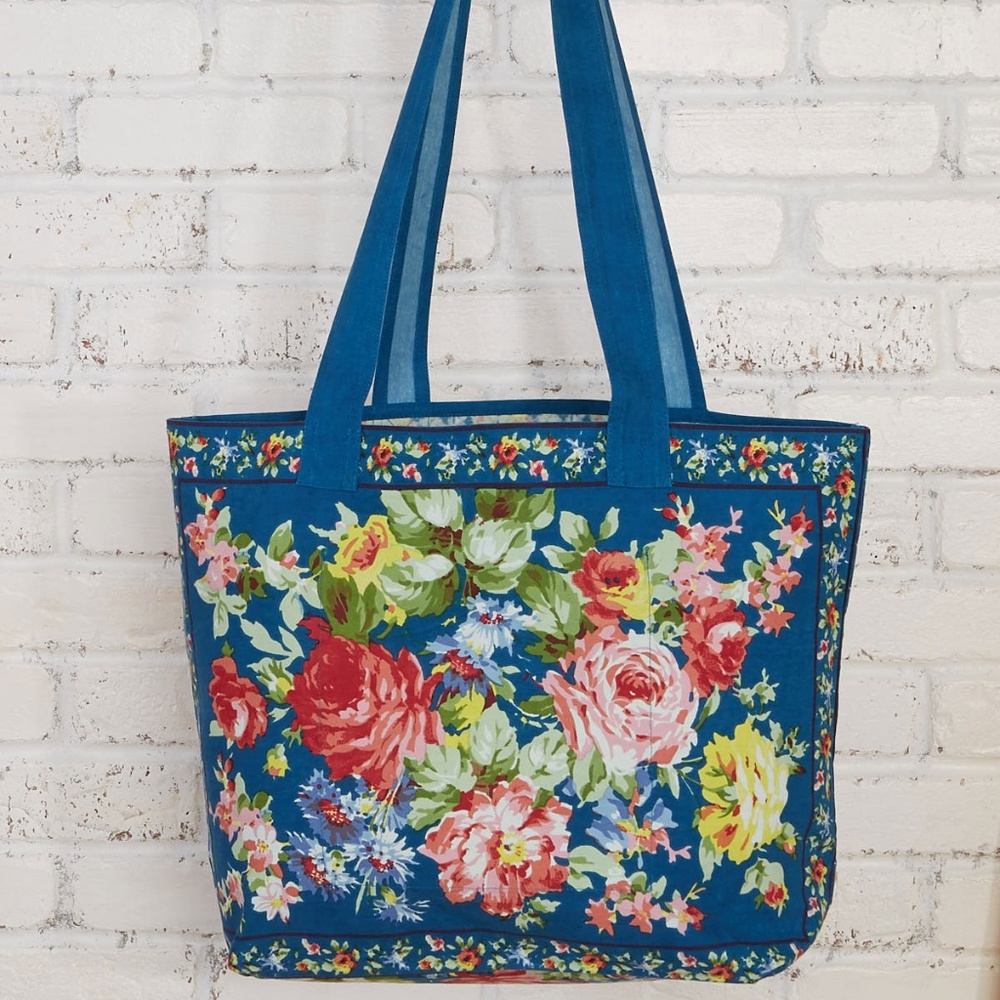 April Cornell Cottage Rose Tote Bag NWT Blue